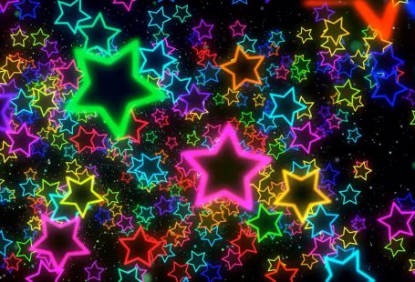 Free Zoom Video Background Neon Bright Rainbow Flashing Stars Virtual Meeting Classroom