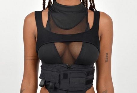 Aspen Sexy Patchwork Designer Sleeveless Tank Tops - M / Black