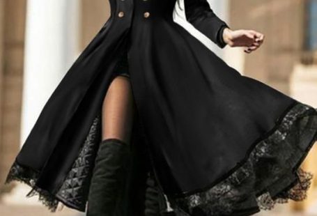 Women's Dresses  Lace Retro V-Neck Long Sleeve Dress - Blue S
