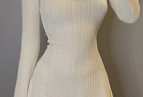 Backless Knitted Long Sleeve Mini Dress