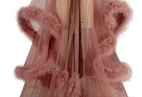 Old Hollywood Feather Robe Sexy Boudoir Robe Feather Bridal Robe Tulle Illusion Long Wedding Scarf New Custom Made