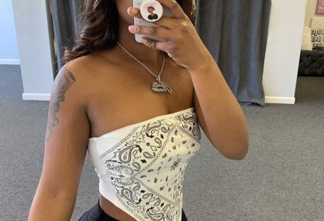 Women Clothing Nightclub Sexy Printed Tube Top Handkerchief Top - L / Red