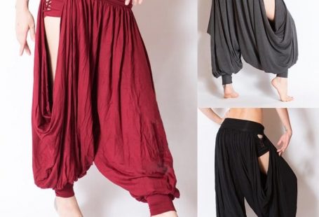 Women Medieval Pirate Vikings Loose Harem Pants - VU0533-black / XXL