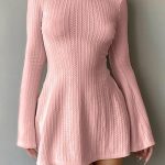 Backless Knitted Long Sleeve Mini Dress