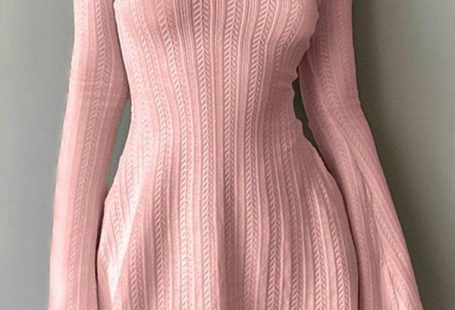 Backless Knitted Long Sleeve Mini Dress