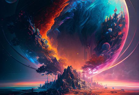 Amoled 4k wallpaper space Colorful and Astonishing planet and mountain reflecting on lake