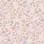Pink Stylish Flowers with Bunny & Birds Floral Wallpaper R7786 - Base