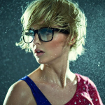 Sexy glasses, cute, glasses, blonde, rain, woman, sexy, HD wallpaper