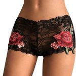 $13.12 Women's underpants lace hollow rose embroidery print mid waist seamless panties underwear ...
