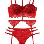 $22.89 Womens sexy exquisite lace lingerie bra+garter+briefs babydoll cut out sleepwear underpant...
