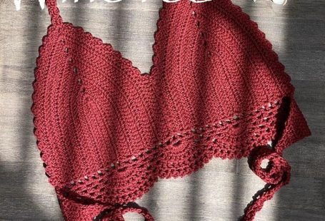 Beach Babe: Crochet Bikini Set with Swim Skirt, One Size / Top Wine Red