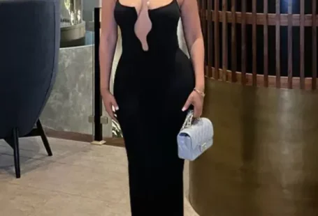 Black Deep V Suspender Dress