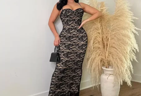 Black Lace Suspender Sexy Dress