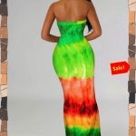 Digital Printing Sexy Strapless Bodycon Maxi Dresses