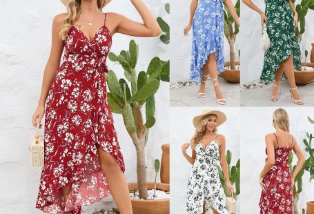 European And American Sexy Sling Irregular Dress Floral
