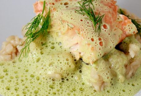 Lachs, Risotto, Dill-Sabayon