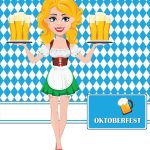 Oktoberfest, beer festival. Sexy redhead girl