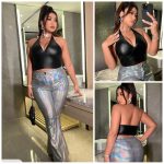 Plus Size Faux Leather Crop Top | Color: Black | Size: Various