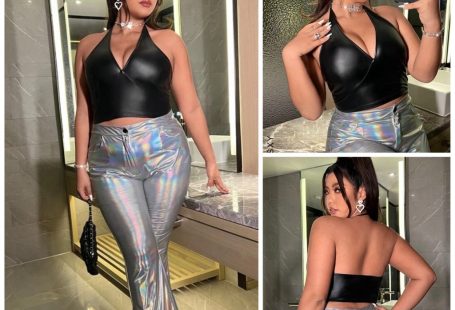 Plus Size Faux Leather Crop Top | Color: Black | Size: Various
