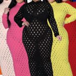 Plus Size Sexy See Through Long Sleeve Party Evening Dress - Orange / US 16W