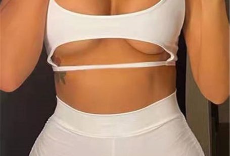 Sexy Casual Solid Hollowed Out Draw String U Neck Sleeveless Two Pieces White-M