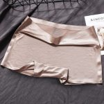 Sexy Ice Silk Women Underwear Boxer Graphene Lady Underpant Breathable Comfortable Girl's Panties Ultrathin Short Panties Tangas Gold-M-1pc
