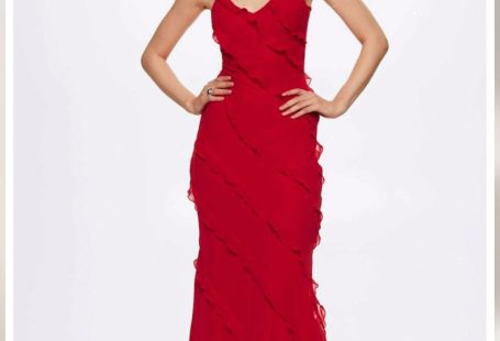 Sexy Low Back Long Slit Dress Sexy Slim Straps Chiffon Ruffled Dress