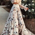 Sexy Off Shoulder Butterflies Floral Printed Maxi Dress