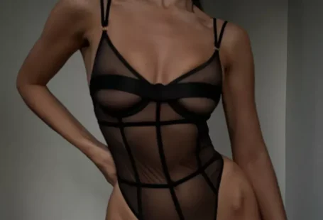 Sexy See-through V-neck Suspender Bodysuit