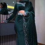 Sexy velvet emerald green evening gown