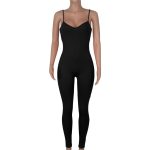 Suspender Solid Color V-neck Elastic Sexy Jumpsuit
