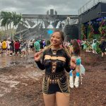 Ultra Music Festival Black Lace Golden Chain Outfit