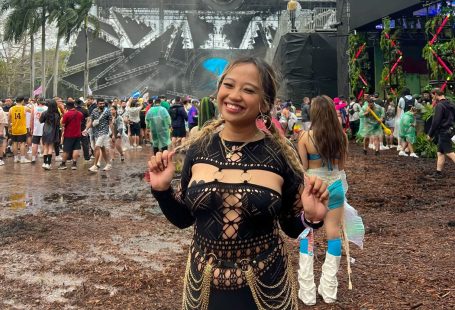 Ultra Music Festival Black Lace Golden Chain Outfit
