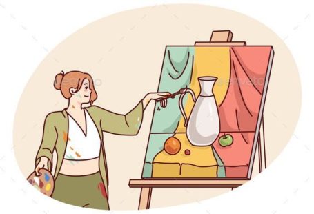 Woman Artist Painting Picture