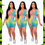 Women's V-neck Ripped Sexy Dress