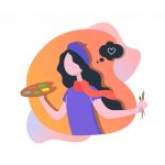 Женщина художник рисует | Премиум векторы