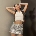 Autumn Winter Women Clothing Nightclub Sexy Sexy Sequined Light Reflecting Short Type Sheath Skirt