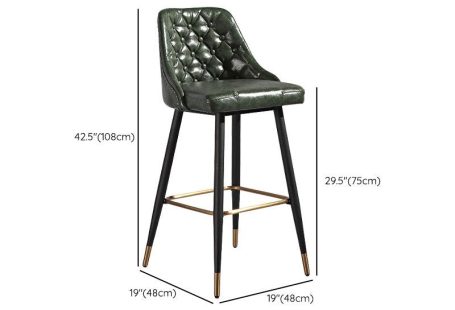 Barhocker aus Kunstleder im Glam-Stil, armloser Barhocker mit niedriger Rückenlehne und Metallbeinen 4 Piece Set-Bar Stool(76cmH)