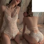 Billionm Porn Lingerie For Women Lace Crotchless Sexy Dress See Through Open Bra Set Teddy Bodysuit Femme Erotic Nightdress 89-white-XXXL