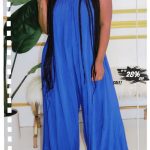 Blue Fashion Sexy Solid Slip Jumpsuits