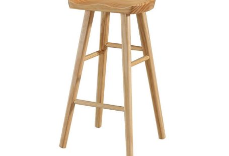 Contemporary Wood Stool Rectangle Seat Counter Stool in Matte Finish Dark Walnut-4 Piece Set-Bar Stool(76cmH)
