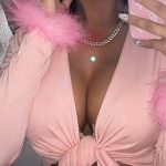 Fuzzy Cuff Tie-front Crop Top