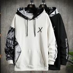 Homme Sweat-shirt à capuche Graphique Bloc de couleur Lettre Patchwork Poche avant Imprimer Décontractée du quotidien Vacances Décontractée Grand et grand Pulls Capuche Pulls molletonnés Blanche Noir