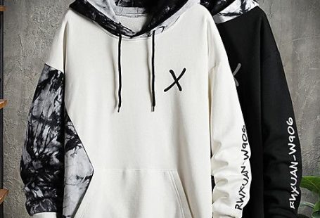 Homme Sweat-shirt à capuche Graphique Bloc de couleur Lettre Patchwork Poche avant Imprimer Décontractée du quotidien Vacances Décontractée Grand et grand Pulls Capuche Pulls molletonnés Blanche Noir