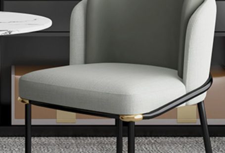 Industrial Style Home Side Chair Upholstered Dining Chair with Metal Leg Gray-Green-4 Piece Set