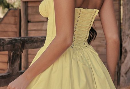 Lace Stitching Corset Ruched Mini Dress - Green Leaf / M