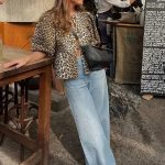 Leopard Sweet Bubble Casual Shirt Blouse - Blue M