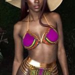 Metallic Strappy High Waist Slide Triangle Bikini Swimsuit - Two Piece Set