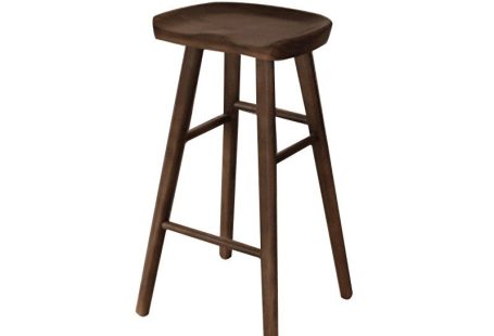 Modern Armless Backless Counter Stool Wood Bar Stool with Pedal for Indoor Walnut-6 Piece Set-Counter Stool(66cmH)