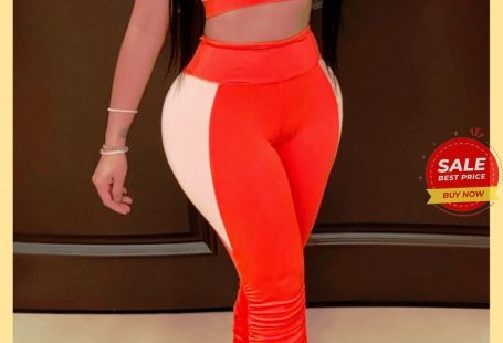 Orange Sexy Fashion Stitching Trousers Sports Set